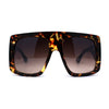 Oversized Flat Top Thick Plastic Mobster Fashion Sunglasses