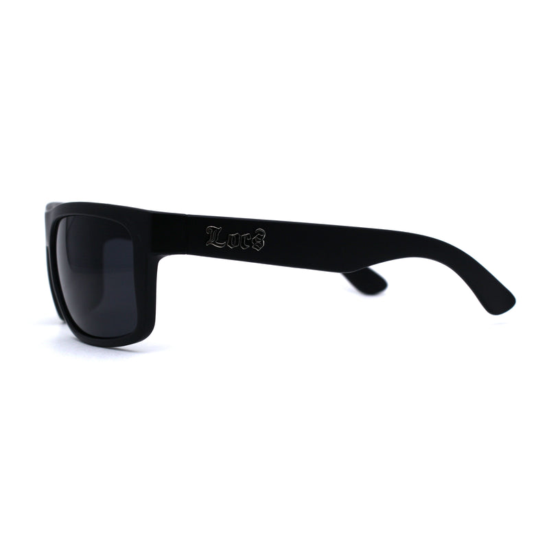 Locs Classic Manly All Black Gangster Sport Rectangular Sunglasses