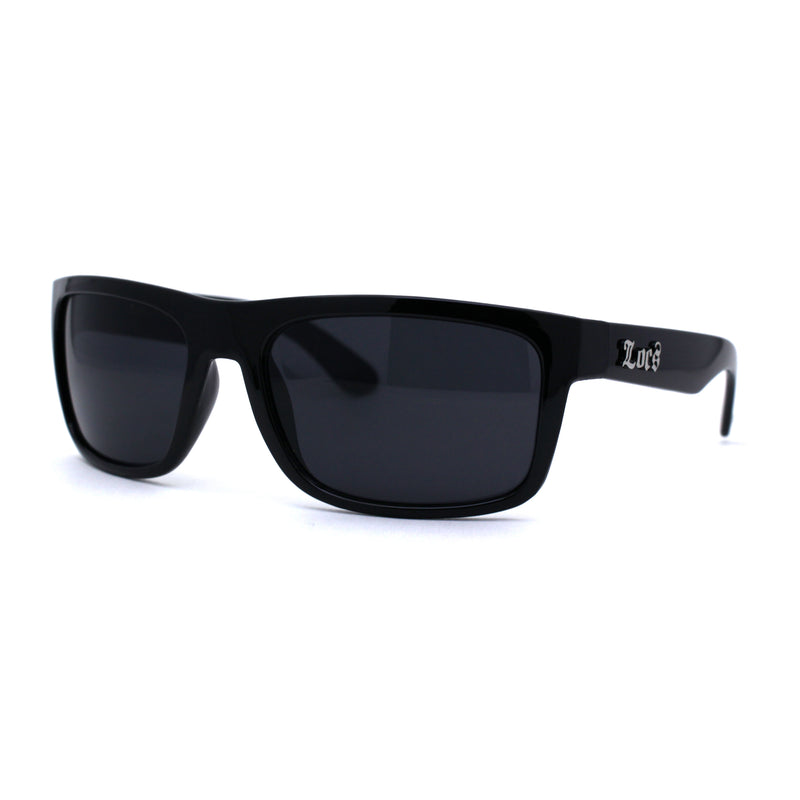 Locs Classic Manly All Black Gangster Sport Rectangular Sunglasses