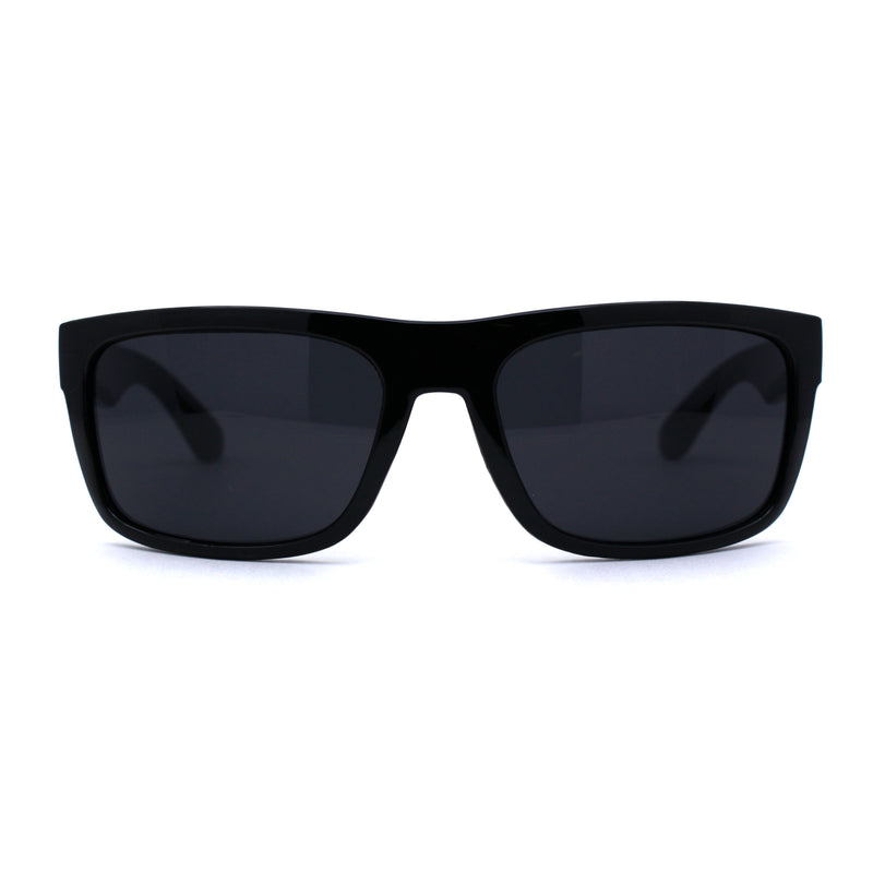 Locs Classic Manly All Black Gangster Sport Rectangular Sunglasses