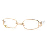 Pierced Loop Ring Lens 90s Retro Fashion Blue Light Filter Gold Clear Computer Glasses