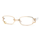 Pierced Loop Ring Lens 90s Retro Fashion Blue Light Filter Gold Clear Computer Glasses