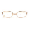 Pierced Loop Ring Lens 90s Retro Fashion Blue Light Filter Gold Clear Computer Glasses