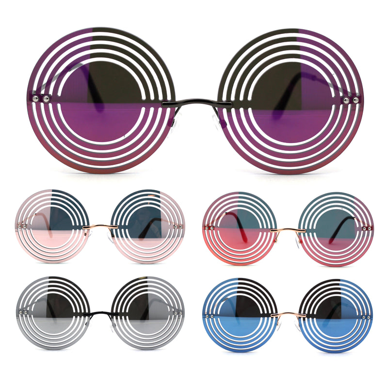 Mirror Lens Hypnotist Circular Die Cut Hippie Round Circle Lens Sunglasses