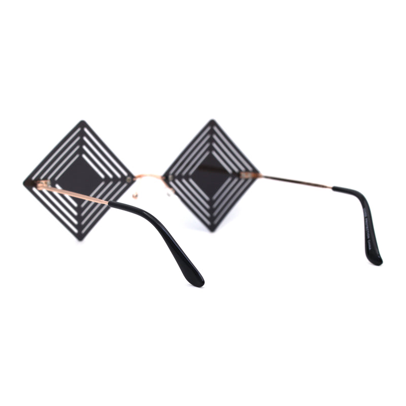 Color Mirror Hypnotist Diamond Kite Die Cut Hippie Square Sunglasses