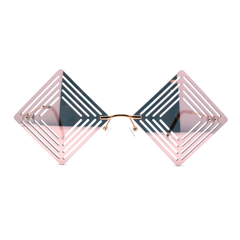 Color Mirror Hypnotist Diamond Kite Die Cut Hippie Square Sunglasses