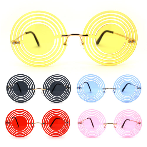 Hypnotist Circular Die Cut Hippie Round Circle Lens Sunglasses