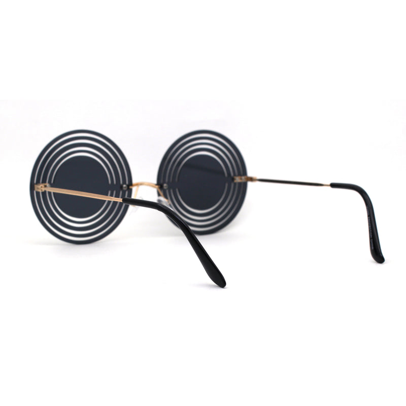 Hypnotist Circular Die Cut Hippie Round Circle Lens Sunglasses