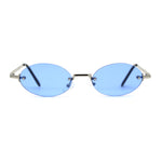 Hippie Pimp Color Lens Oval Rimless Retro Funky Sunglasses