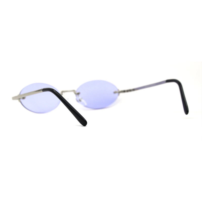 Hippie Pimp Color Lens Oval Rimless Retro Funky Sunglasses