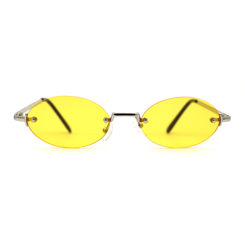 Hippie Pimp Color Lens Oval Rimless Retro Funky Sunglasses