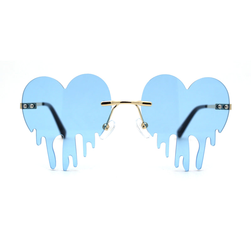 Womens Melting Heart Rimless Lolita Sunglasses