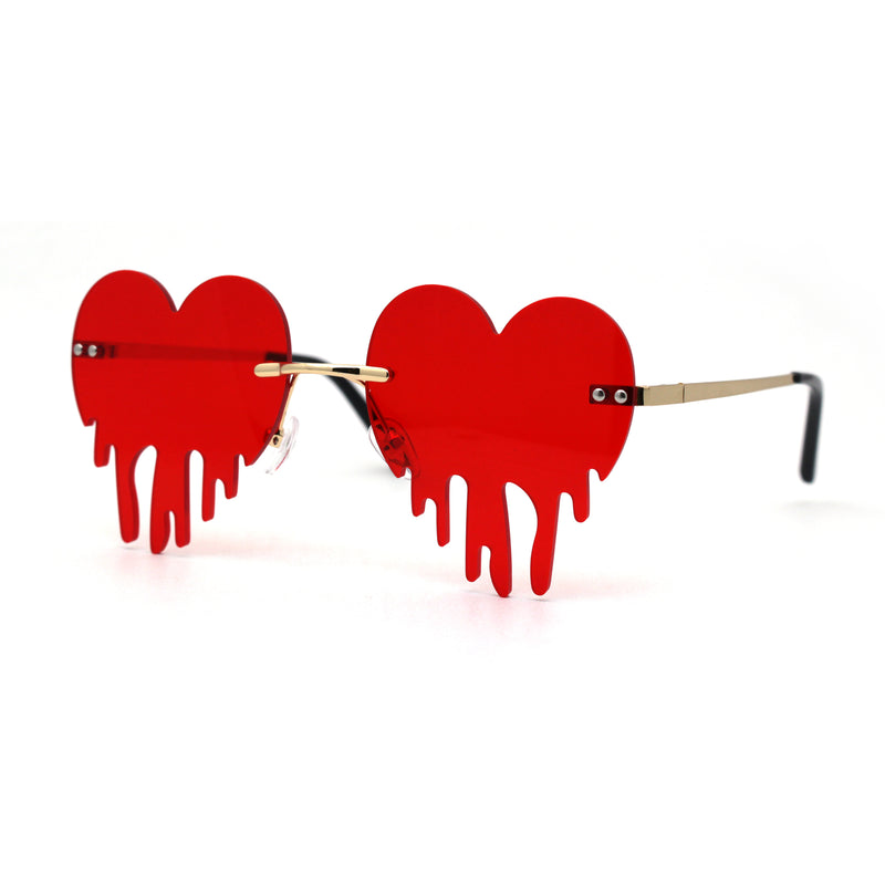 Womens Melting Heart Rimless Lolita Sunglasses