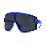 Mens Exposed Lens Oversize Shield Sport Plastic Sunglasses