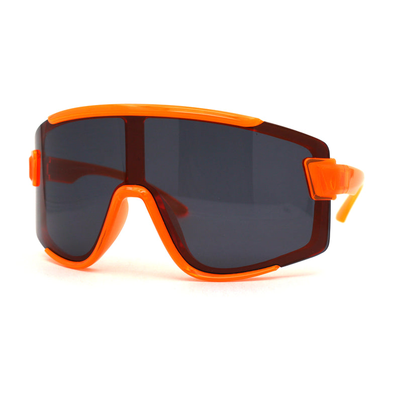 Mens Exposed Lens Oversize Shield Sport Plastic Sunglasses