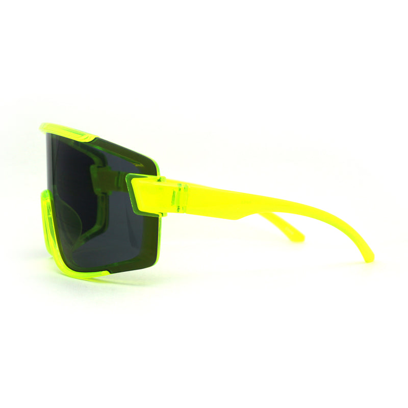 Mens Exposed Lens Oversize Shield Sport Plastic Sunglasses