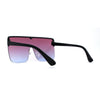 Flat Top Half Rim Oversize Shield 80s Fashion Sunglasses