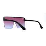 Flat Top Half Rim Oversize Shield 80s Fashion Sunglasses