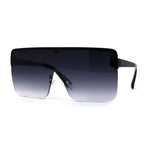 Flat Top Half Rim Oversize Shield 80s Fashion Sunglasses