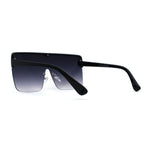 Flat Top Half Rim Oversize Shield 80s Fashion Sunglasses