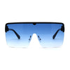 Flat Top Half Rim Oversize Shield 80s Fashion Sunglasses