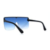 Flat Top Half Rim Oversize Shield 80s Fashion Sunglasses