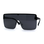 Flat Top Half Rim Oversize Shield 80s Fashion Sunglasses