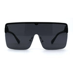 Flat Top Half Rim Oversize Shield 80s Fashion Sunglasses