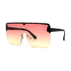 Flat Top Half Rim Oversize Shield 80s Fashion Sunglasses