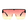 Flat Top Half Rim Oversize Shield 80s Fashion Sunglasses