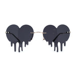 Womens Retro Unique Melting Heart Rimless Sunglasses