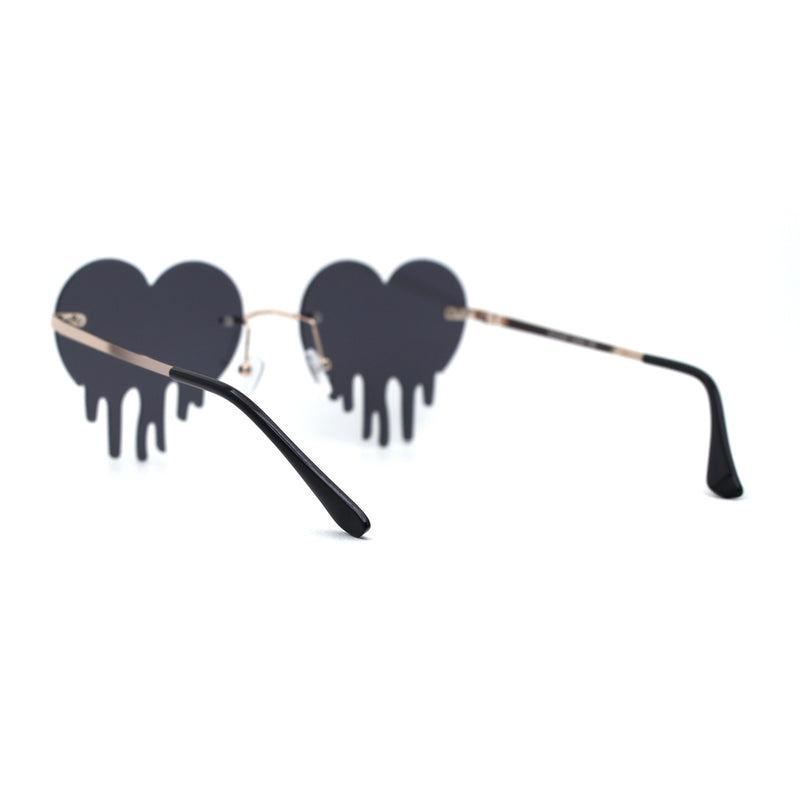 Womens Retro Unique Melting Heart Rimless Sunglasses