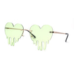 Womens Retro Unique Melting Heart Rimless Sunglasses