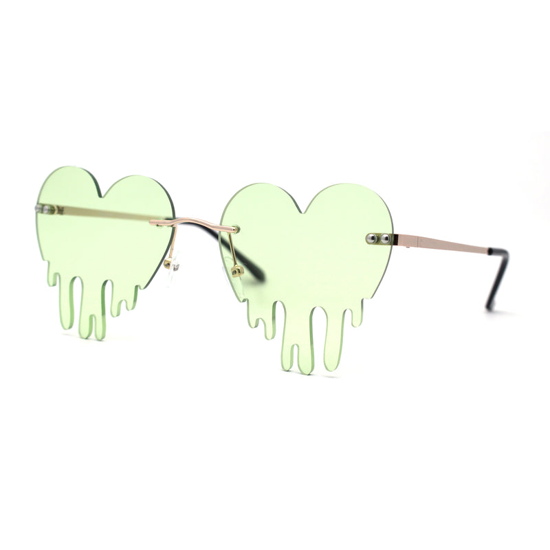 Womens Retro Unique Melting Heart Rimless Sunglasses