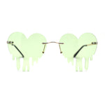 Womens Retro Unique Melting Heart Rimless Sunglasses