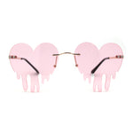 Womens Retro Unique Melting Heart Rimless Sunglasses