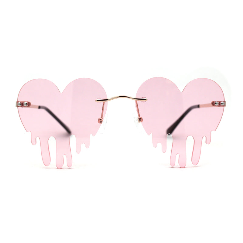Womens Retro Unique Melting Heart Rimless Sunglasses