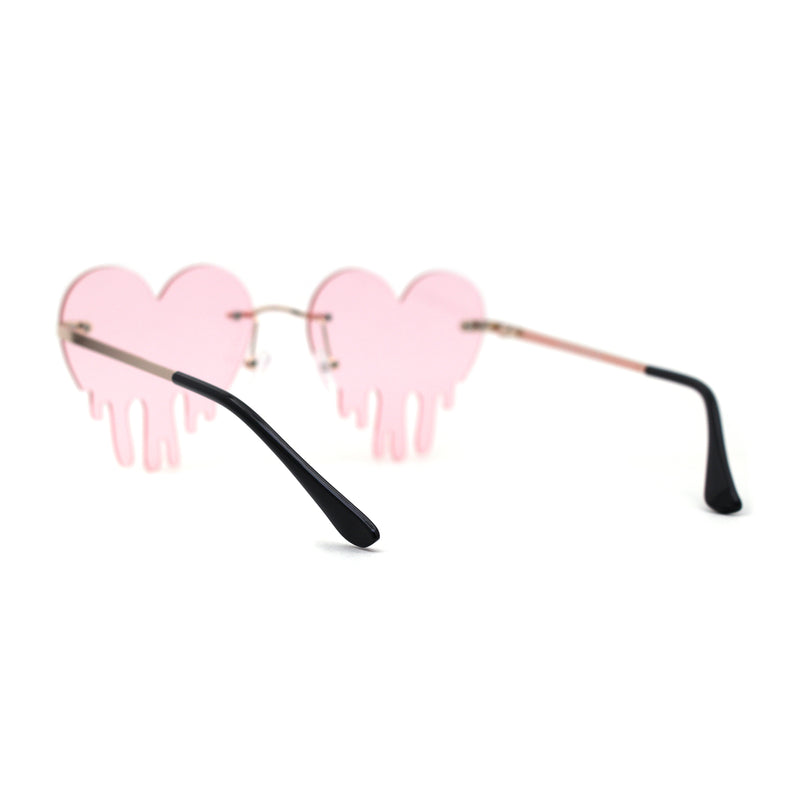 Womens Retro Unique Melting Heart Rimless Sunglasses