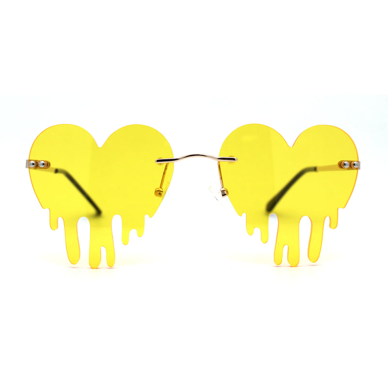 Womens Retro Unique Melting Heart Rimless Sunglasses