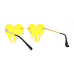 Womens Retro Unique Melting Heart Rimless Sunglasses