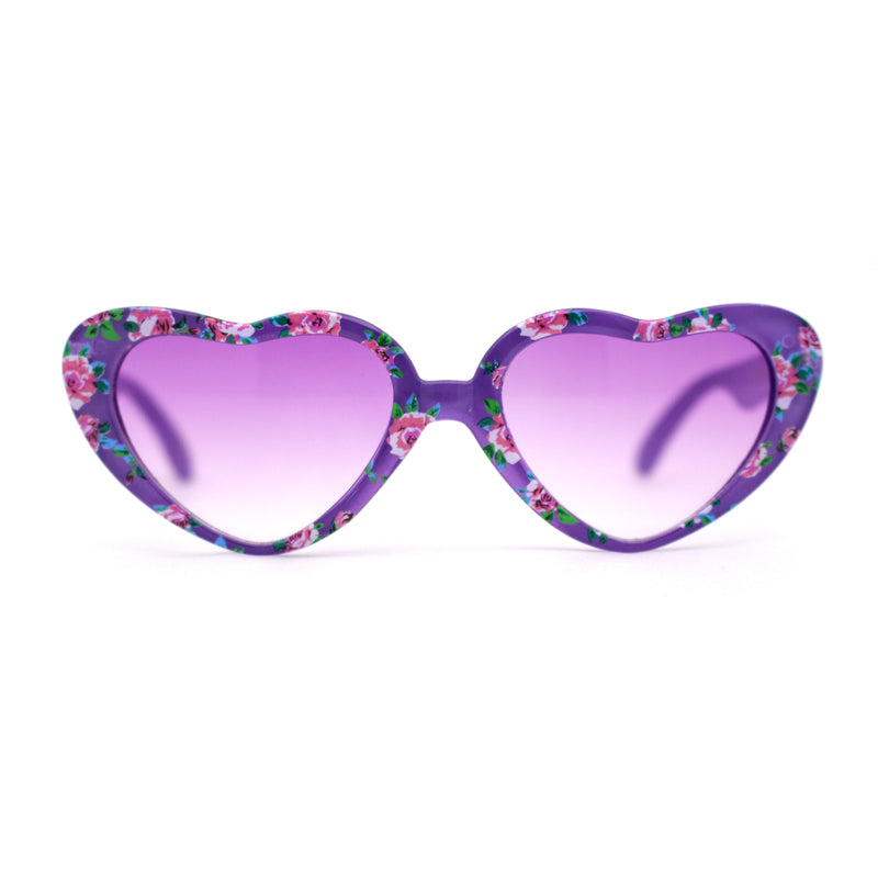 Girls Kids Size Heart Shape Fun Print Plastic Sunglasses