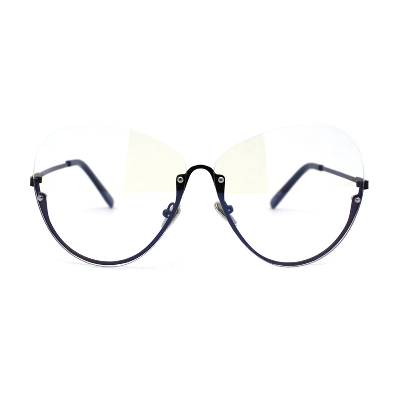 Womens Upside Down Half Rim Butterfly Metal Rim Fashion Eyeglasses