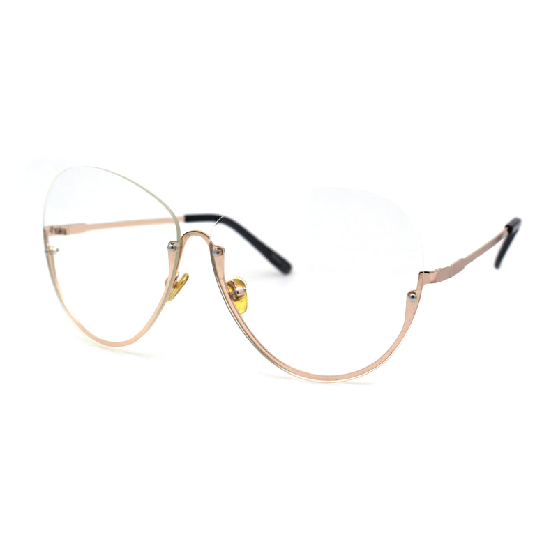 Womens Upside Down Half Rim Butterfly Metal Rim Fashion Eyeglasses