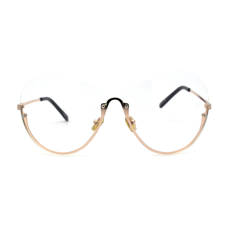 Womens Upside Down Half Rim Butterfly Metal Rim Fashion Eyeglasses