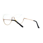 Womens Upside Down Half Rim Butterfly Metal Rim Fashion Eyeglasses