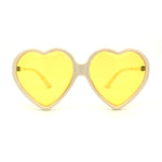 Womens Oversize Heart Shape Beveled Jewel Lens Sunglasses