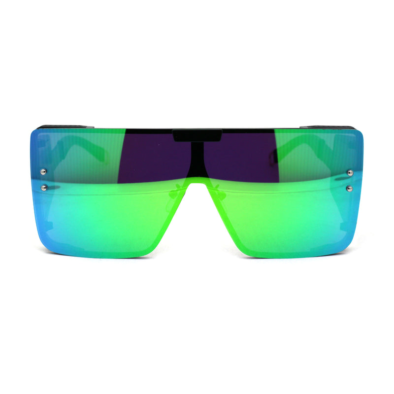 80s Retro Robotic Mirror Lens Oversize Shield Sunglasses