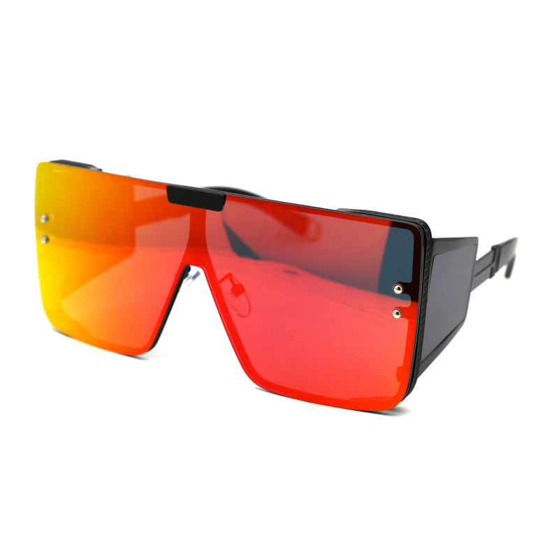 80s Retro Robotic Mirror Lens Oversize Shield Sunglasses