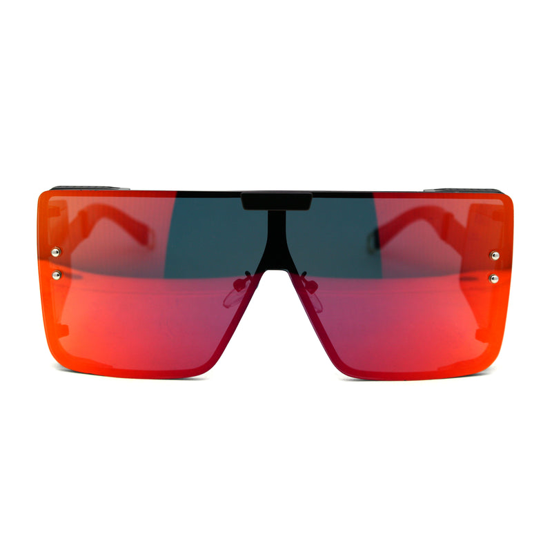 80s Retro Robotic Mirror Lens Oversize Shield Sunglasses