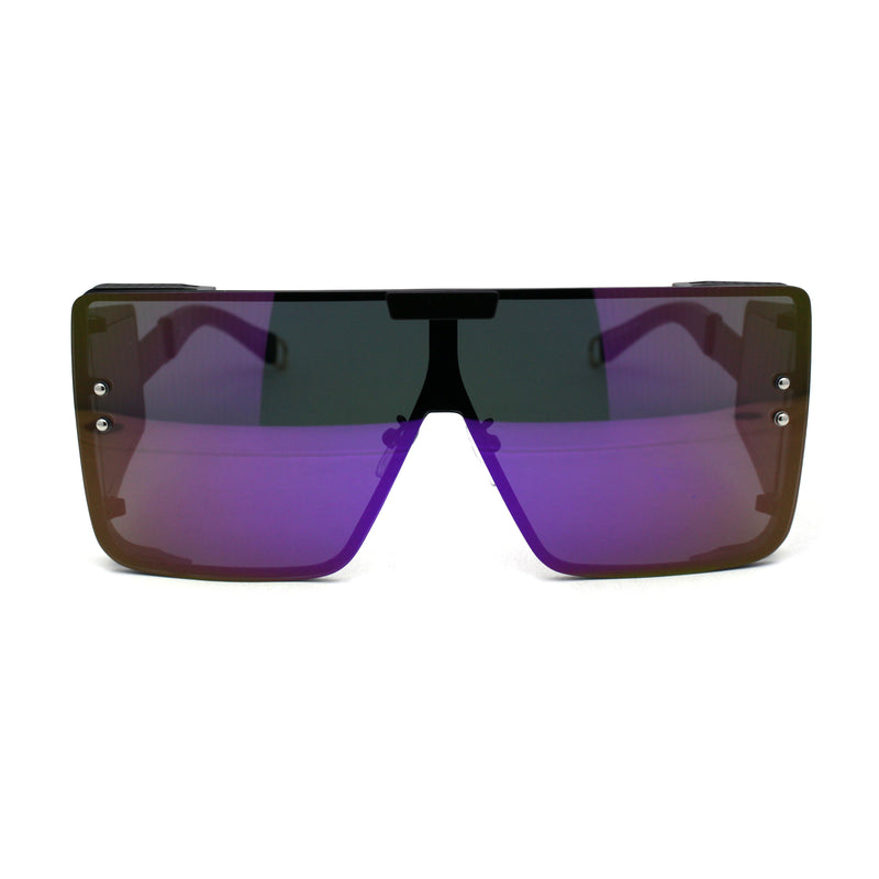 80s Retro Robotic Mirror Lens Oversize Shield Sunglasses